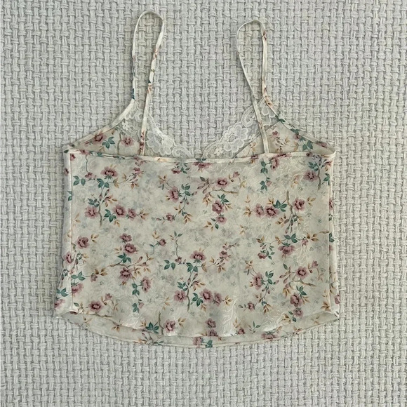 VINTAGE 90’s Jacquard Satin Floral Tank Top - Picture 3 of 6